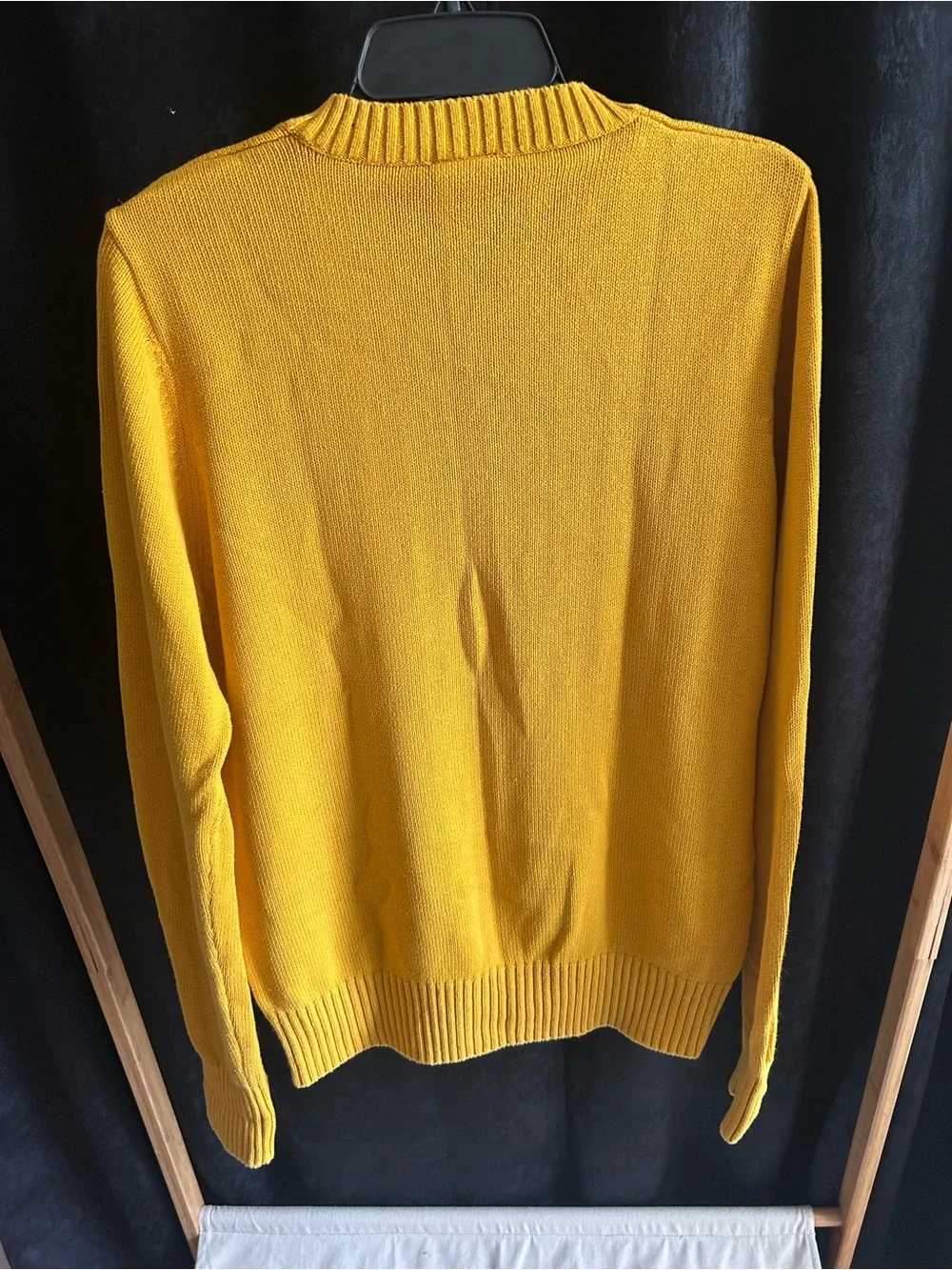 Vintage Nike Women's Gold V-Neck Sweater with Black Logo